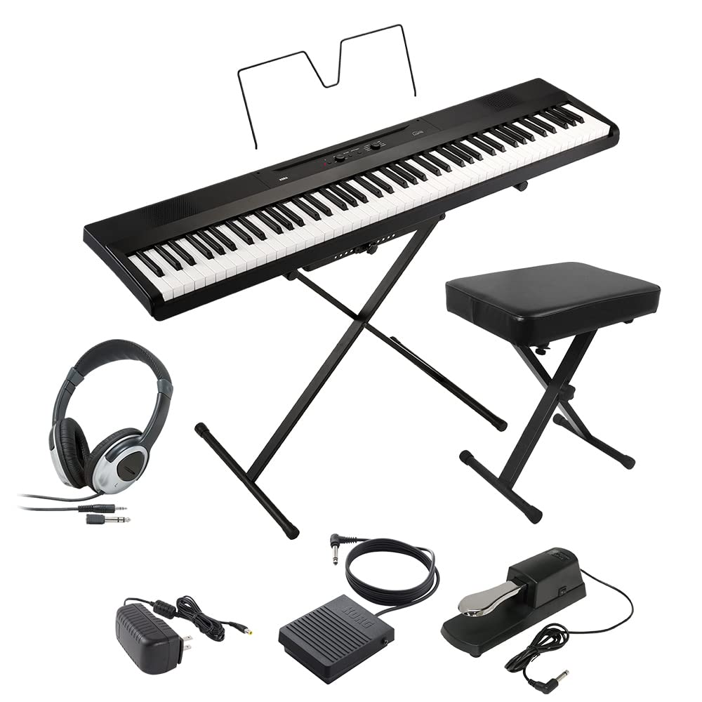 KORG L1SP 電子ピアノ 88鍵盤 ヘッドホン・イス・ダンパーペダルセット Amazon | KORG L1SP BK ブラック キーボード 電子ピアノ 88鍵盤