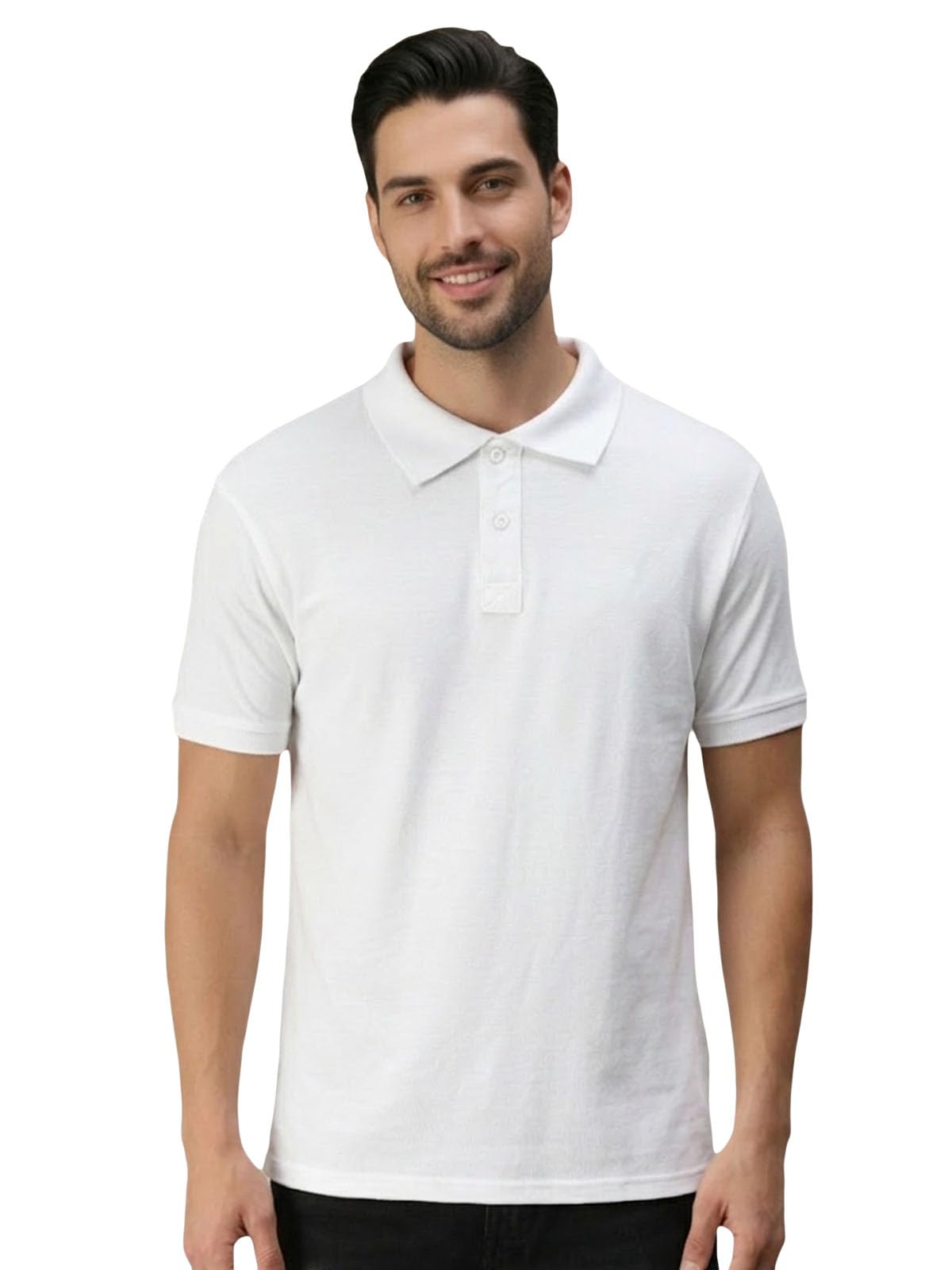 lux cozi Men's Cotton Solid Polo Tshirt_LUXCOZI_POLO1_WH_2XL_1PC-picture-54