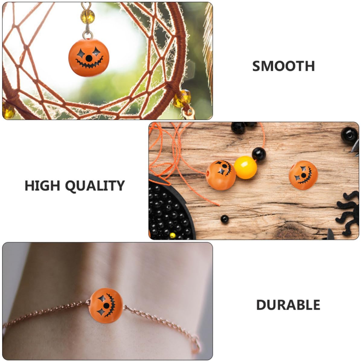Abaodam 180 Pezzi Perline di Legno per Gioielli Fai da Te Halloween Superficie Liscia senza Bave, per Braccialetti e Collane, Accessori Creativi per Decorazioni Autunnali