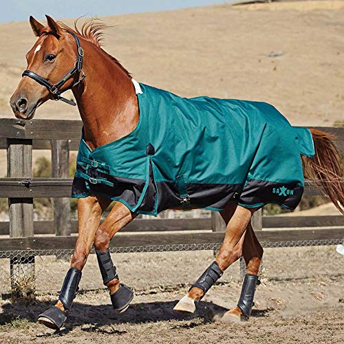 Saxon 1200D Ripstop Standard Neck Lite 2 Tone Turnout Blanket with Gussets, Hunter/Black, Size 75