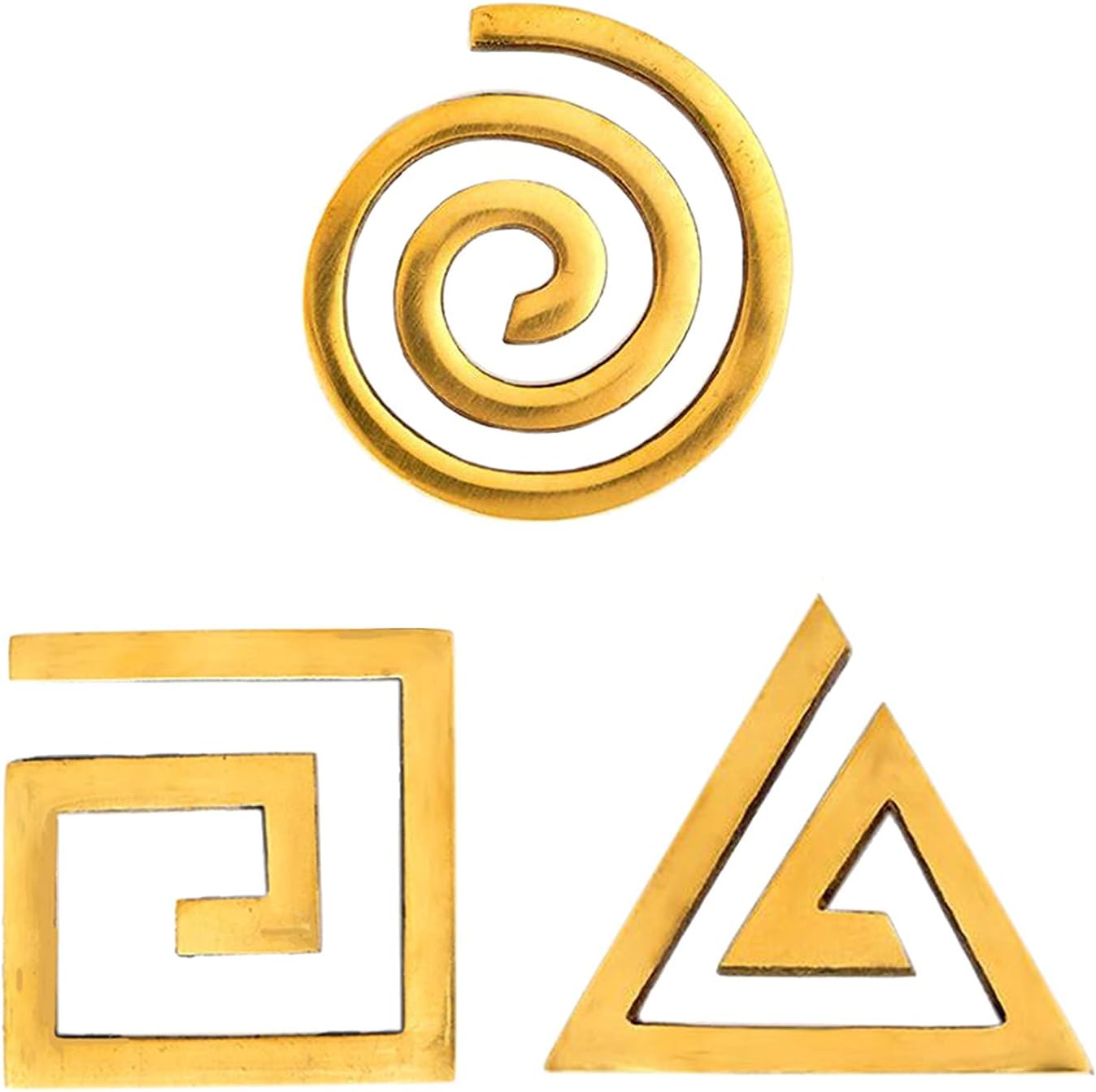 Vastu Helix Set Set of Three Brass Tri Anguler Circuler Square Vastu Helix for Vastu Correction in North west and South East Direction and Positive Energy