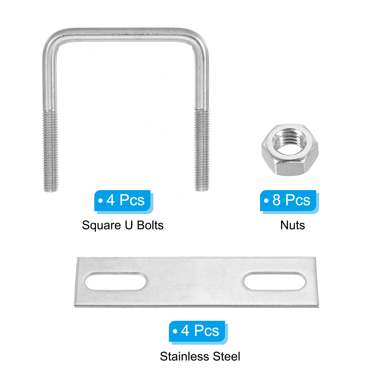 PATIKIL M8x70x70mm Square U-Bolts Kit - Image 3