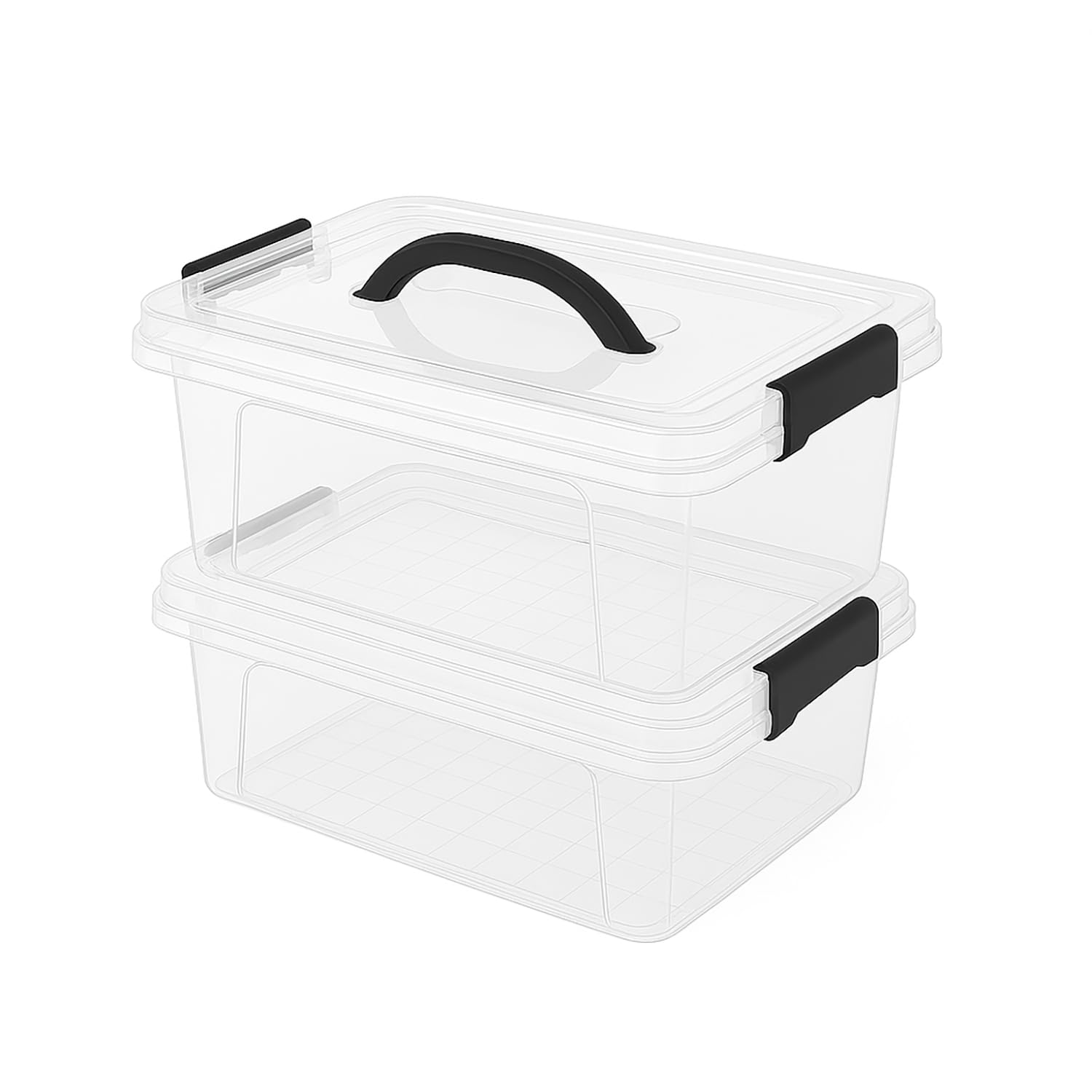 TIENDA EURASIA – Cajas Almacenaje Plastico | Pack 2 Uds | Plástico PP | Cierres Herméticos a Presión | 19.5x28x17 cm, 26x36x15 cm, 24x34x21 cm, 30x42x17 cm, 30x42x24 cm y 36x42x25 cm (5.7 Litros)