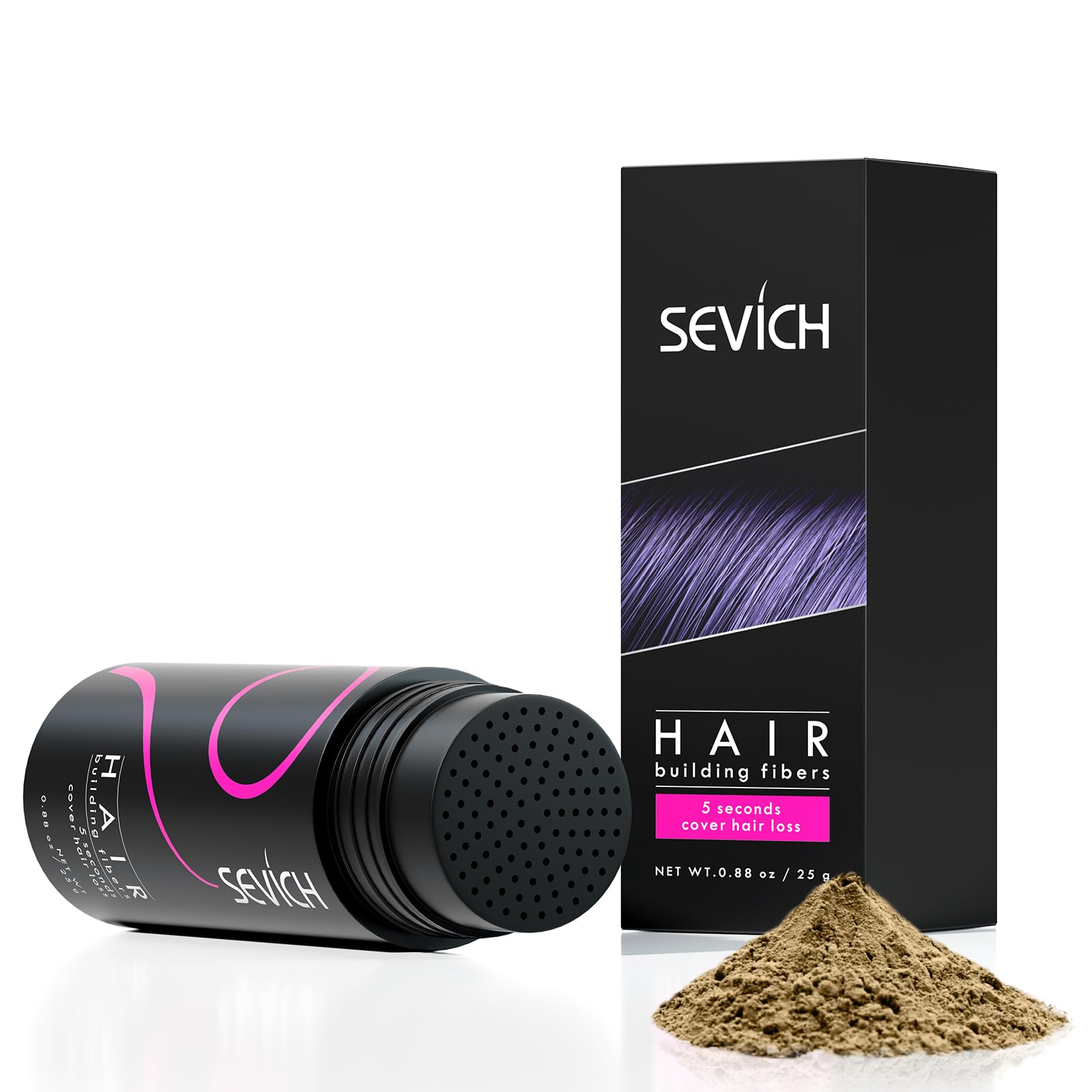 SEVICH Hair Fibers for Thinning, Building Fibers for Instantly Thicker & Fuller Look, Powder for Men & Women 25g Medium Brown