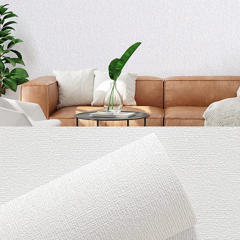 Image of Textured Linen Wallpaper for Walls Sticker Roll (8 Pcs) I 3D Foam Wallpaper for Full Wall, Furniture I Fabric, Waterproof, Large (White; 8 Pieces of 3 Meter x 0.7 Meter Each)