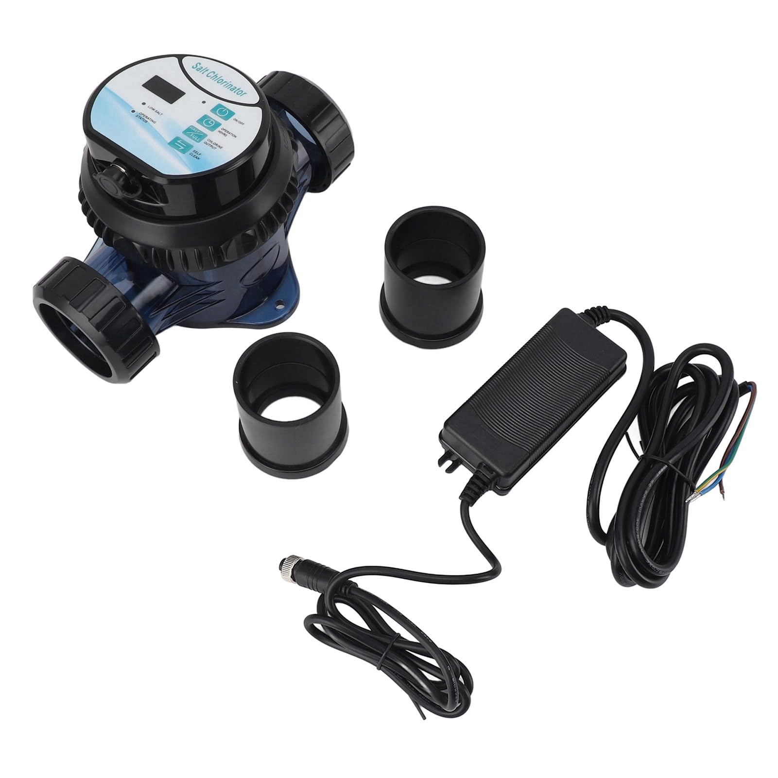 HEEPDD de Clorador de Piscina de Agua Salada, Material PP y ABS, Advertencia de Baja Sal y Ahorro de Energía, Adecuado para Piscinas con Nivel de Sal de 1000-3500 PPM (ECR02)