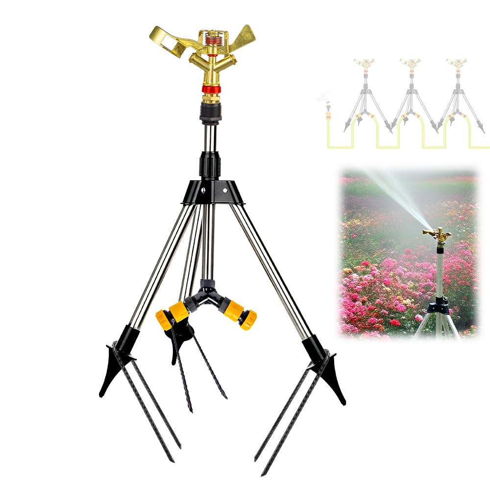 BAUSATZ Irrigatore a treppiede, Irrigatori da giardino per prati, Irrigatore da giardino, Irrigatore per prato, Irrigatore per erba, Irrigatore d'acqua per giardino, Irrigatore oscillante, Irrigatore