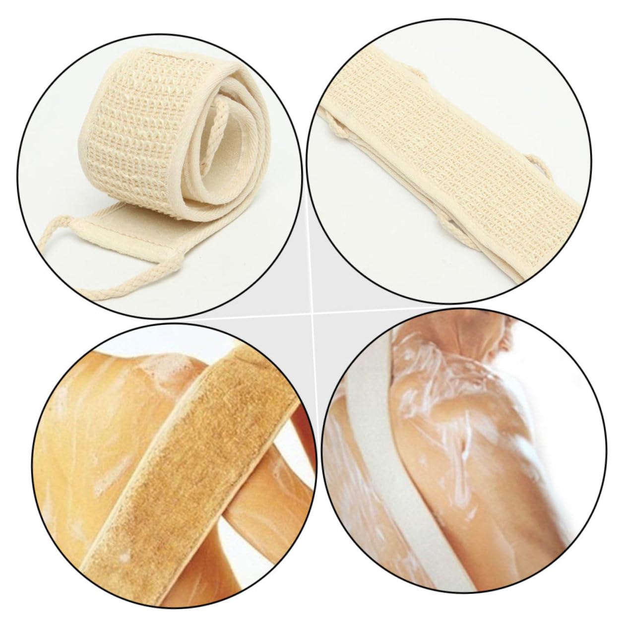Cinghia da Bagno Esfoliante in Sisal e Spugna 10 Pezzi | Beige, Strisce Lunghe per Doccia, Pulizia dei Pori e Pelle, Confezione da 10