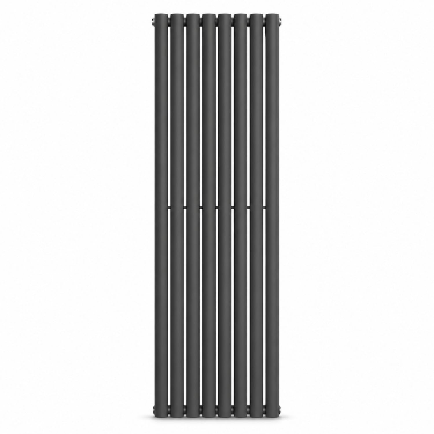 The Radiator Hub AURA 1600 x 480mm Anthracite Single Oval Vertical Designer Radiator, Tall 8 Oval Column Tubes Wall Mounted Central Heating Radiator for Bathroom, Kitchen, Hallway & Living Room