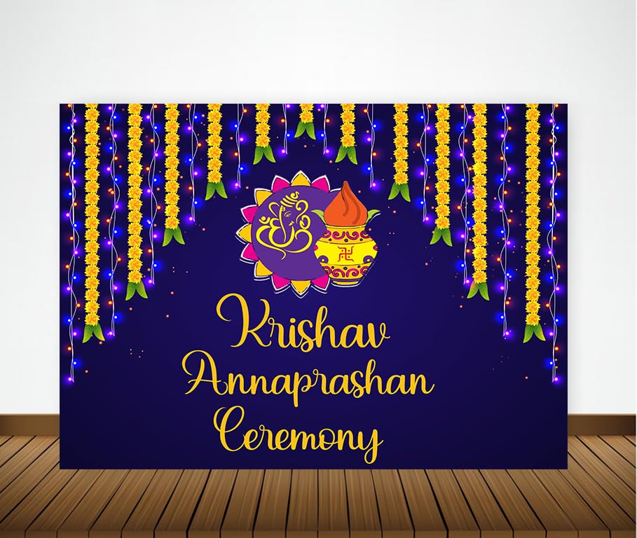 Buy Theme My Party Personalised Annapan Backdrop Banner Ceremony for ...