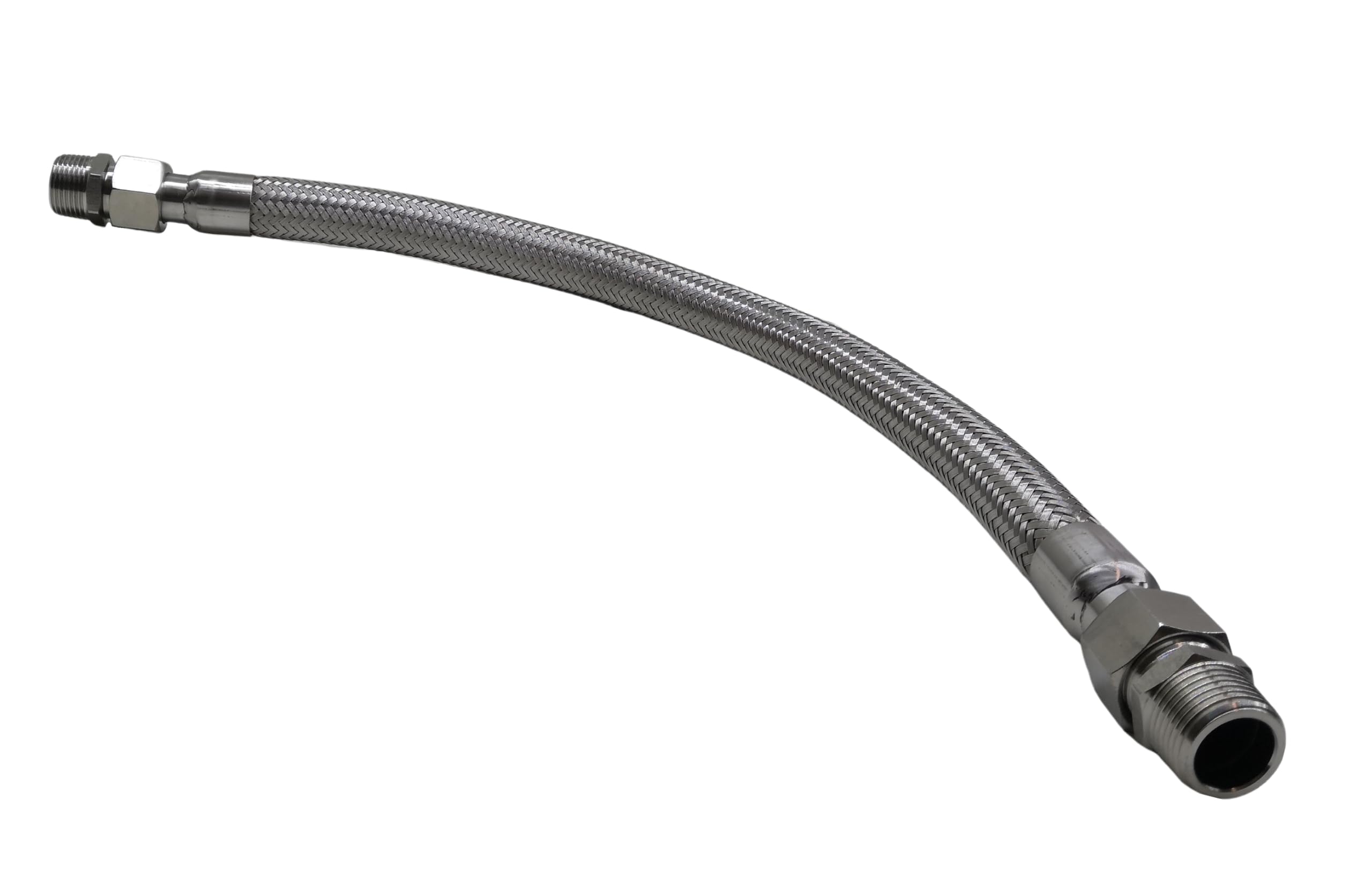 Wąż do kompresora klasy przemysłowej, 3/10.2 cm NPT męski x 50 cm długości, 450 PSI, obustronne złączki obracają się swobodnie, elastyczny metalowy wąż ze stali nierdzewnej na całe ciało