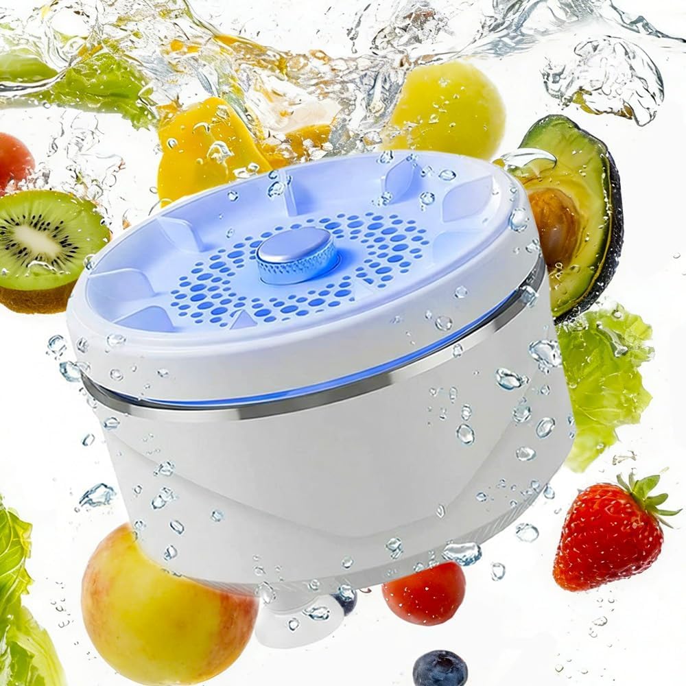 2026 New Electric Fruit and Vegetable Washing Machine - Countertop Waterproof Vegetable Cleaner Device, Household Food Purifier for Cleaning Fruits & Vegetables, Ideal for Kitchen Home (White-2pcs)