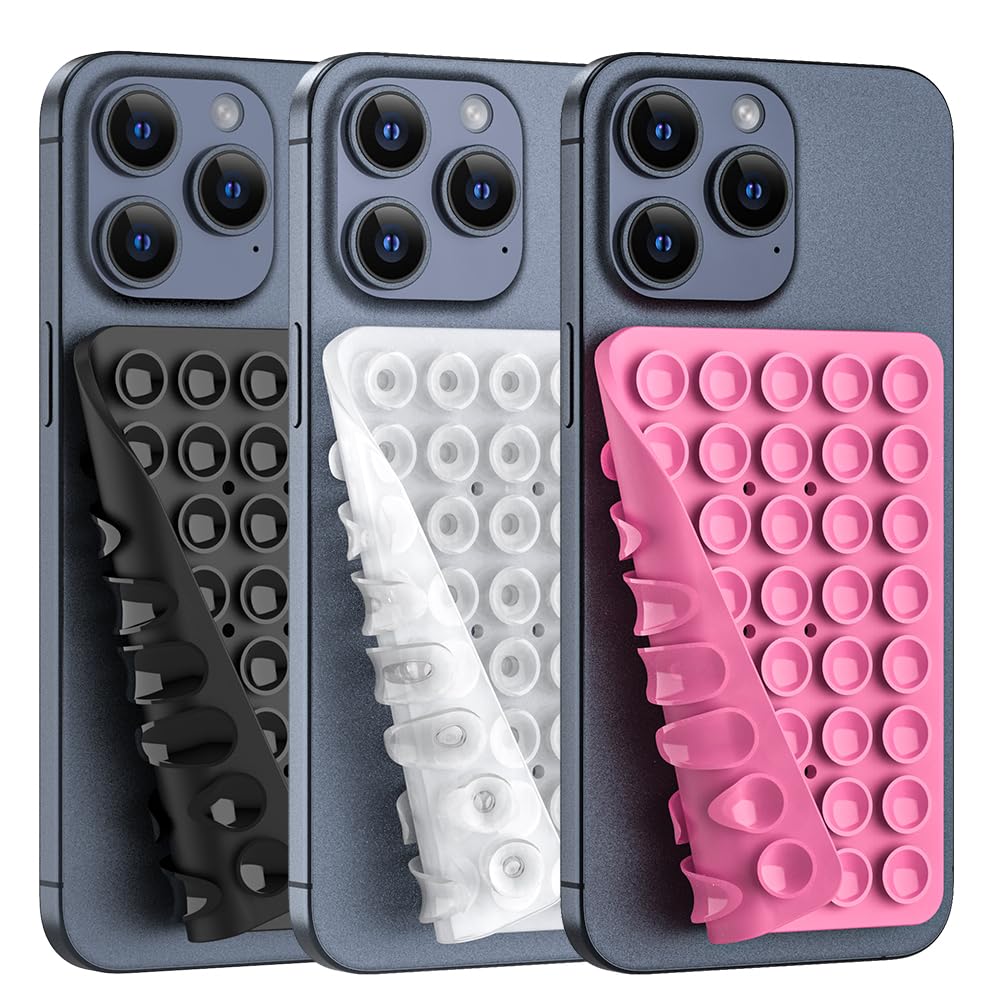 Double Sided Silicone Suction Phone Holder Mount, Silicon Accessory for iPhone and Android, Hands-Free Mirror Shower Phone Holder, TikTok Videos and Selfies (Combo G)