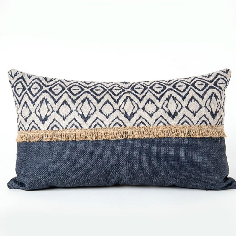 Coussin rectangulaire motif noir et blanc 12x50x30cm oreiller décoration canapé
