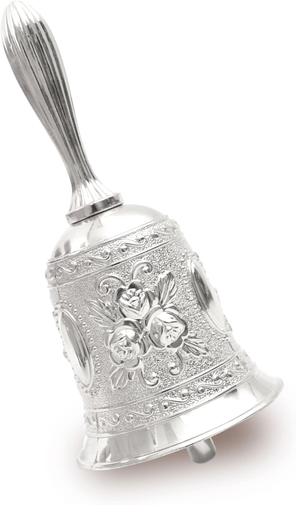 Hand Bell, Call Bell Wedding Bells for Restaurant Service Bell Bar Jingle Wedding Classroom Church School Classroom Alarm and Home Decoration (Silver)