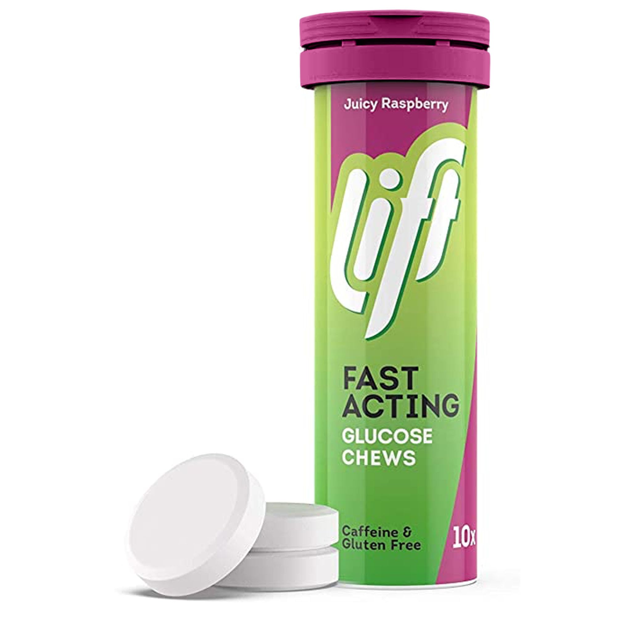 Lift Fast-Acting Glucose Tablets, Raspberry, 10 Count, 12 Pack