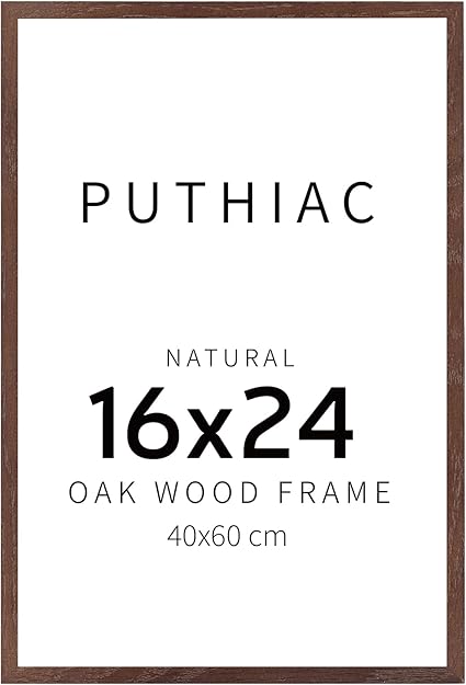 puthiac 16x24 Walnut Oak Wood Picture Frame - Minimalist 16x24 Poster Frame, 16"x24" Frame Wood, Natural Solid Wooden Picture Frames for Wall Art Photo and Prints (1 Pack, Walnut)