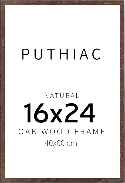 puthiac 16x24 Walnut Oak Wood Picture Frame - Minimalist 16x24 Poster Frame, 16"x24" Frame Wood, Natural Solid Wooden Picture Frames for Wall Art Photo and Prints (1 Pack, Walnut)