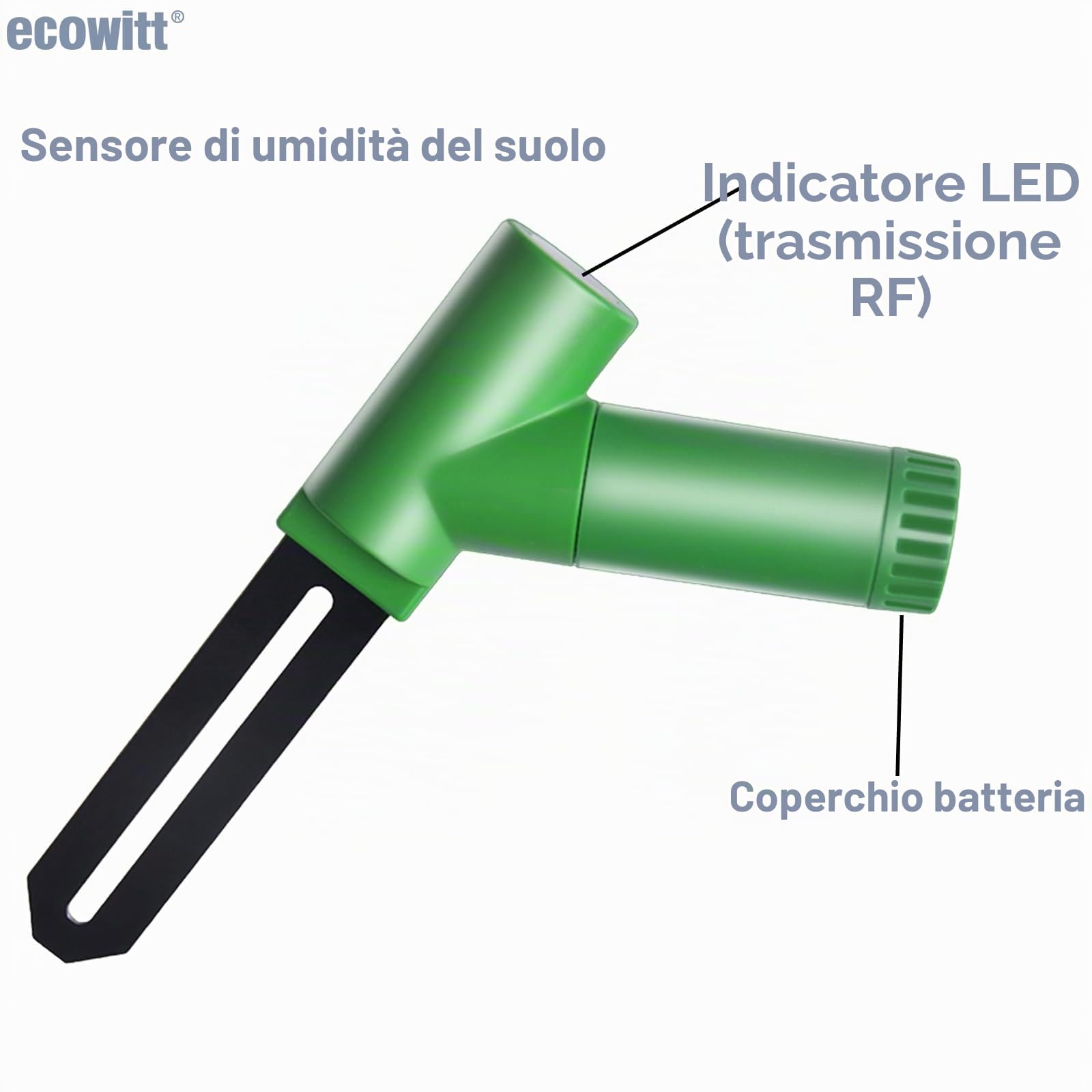 Ecowitt WH51 Sensore di umidità del terreno senza fili, monitor dell'acqua delle piante, igrometro del terreno con avviso via e-mail, solo accessorio, non può essere usato da solo