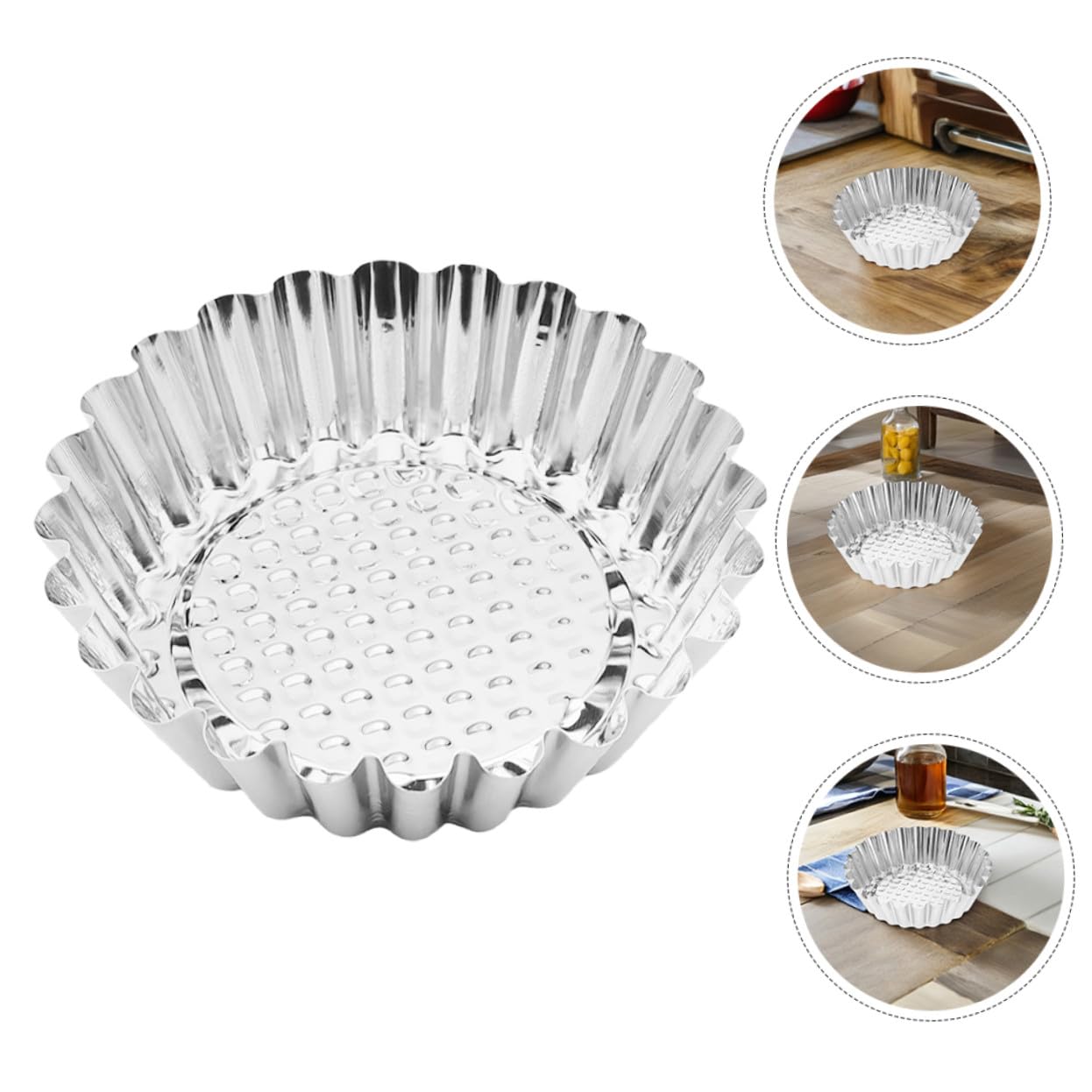 TOYANDONA 30piezas Moldes para Tartaletas de Huevo Mini Moldes Redondos de Acero Inoxidable para Hornear Borde Decorativo de Flores para Hornear Tartas Pequeñas