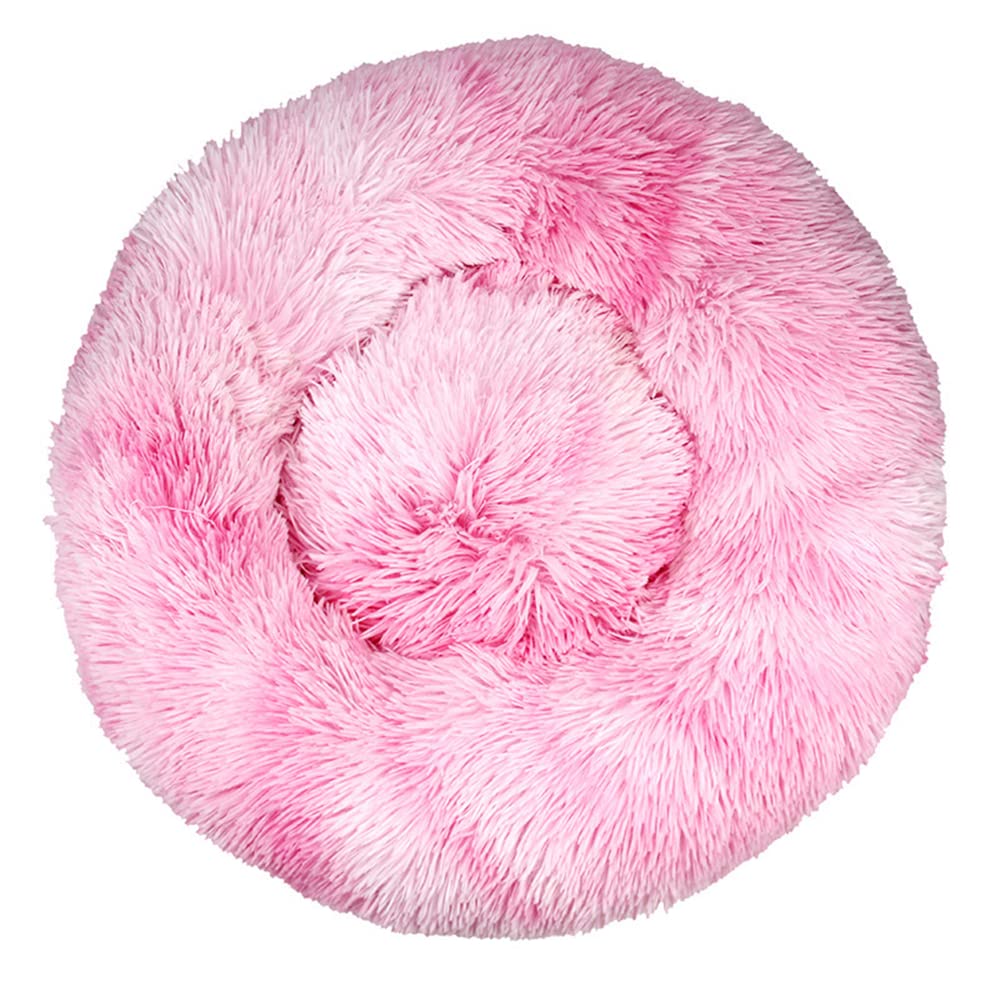 Lukery Dog Cat Donut Bed, Fluffy Plush Puppy Kitten Cuddler Round Bed, Warm and Soft Pet Cosy Anti Anxiety Beds for Small/Medium/Large Dogs (70CM,Pink) โ image 1