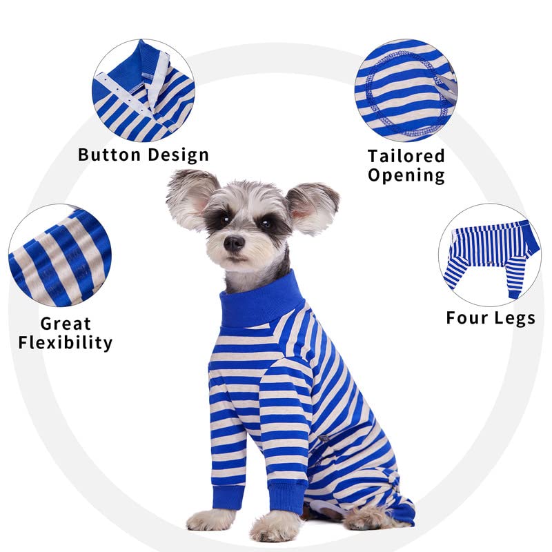 Image of Dog Surgery Recovery Suit for Small Dogs, 4-Legged Dog Onesie After Surgery with Back Snaps, Breathable Cotton Spay and Neuter Bodysuit for Female and Male Dogs