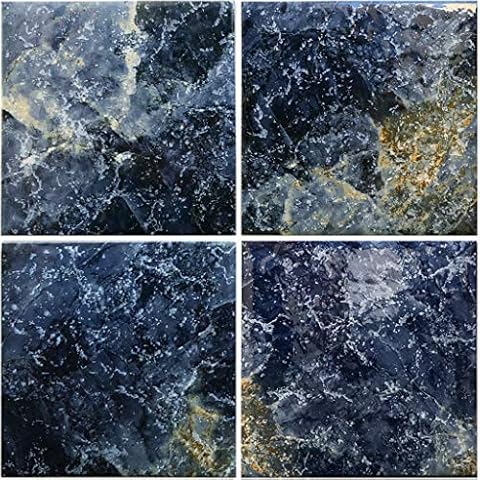 AquaTiles Porcelain Mosaic Tile Steel Blue for Swimming Pool Tile Spa Bathroom Waterline Walls 6" x 6" (5 Square Feet) Cover