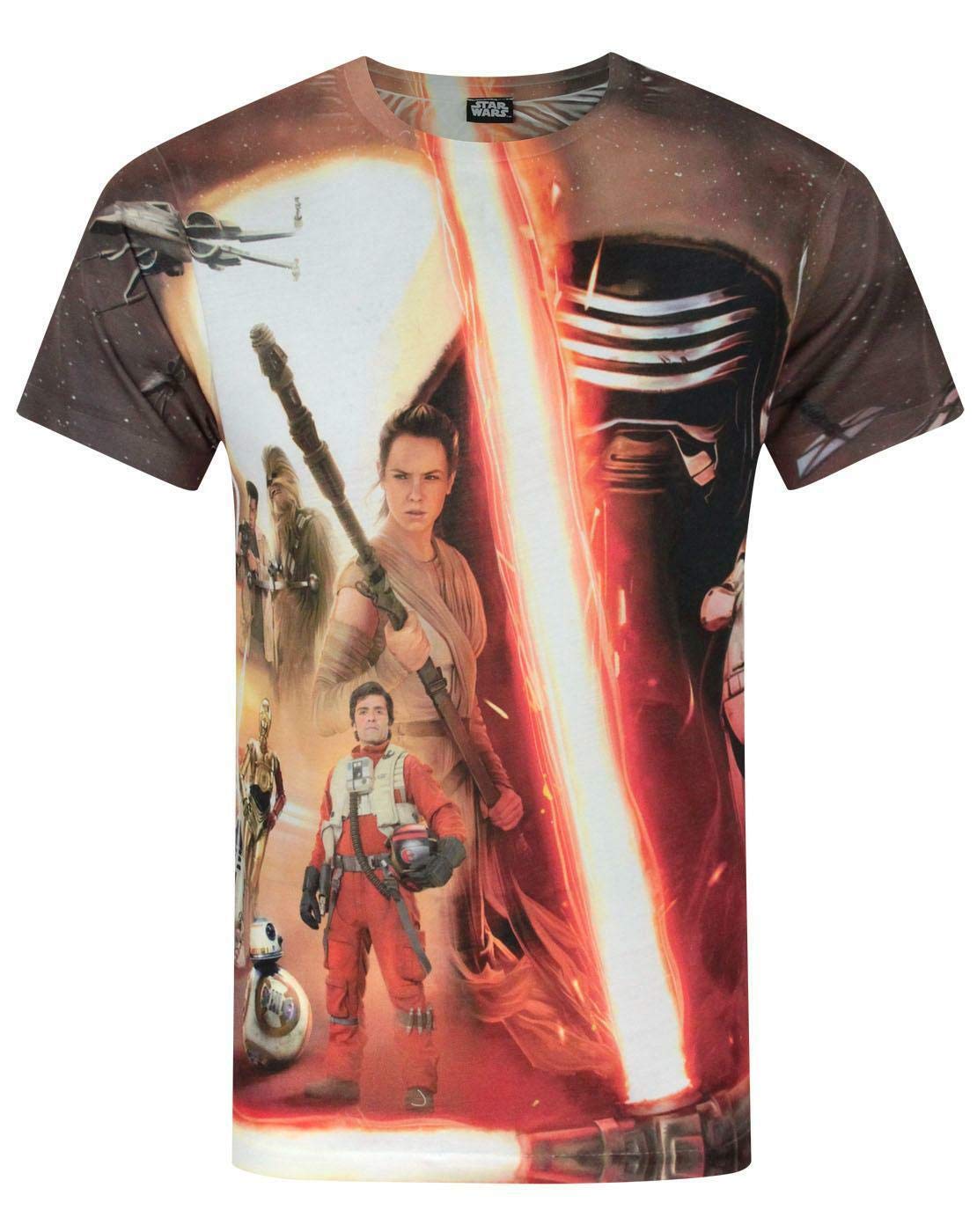 Star Wars Men's White Force Awakens Heroes & Villains Sublimation T-Shirt
