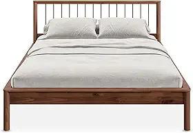 IDIMEX Cama Queen Madeira com Cabeceira Maciça Moderna Apoana Castanho 158x198 com estrado Reforcada