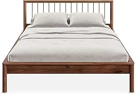 IDIMEX Cama Queen Madeira com Cabeceira Maciça Moderna Apoana Castanho 158x198 com estrado Reforcada