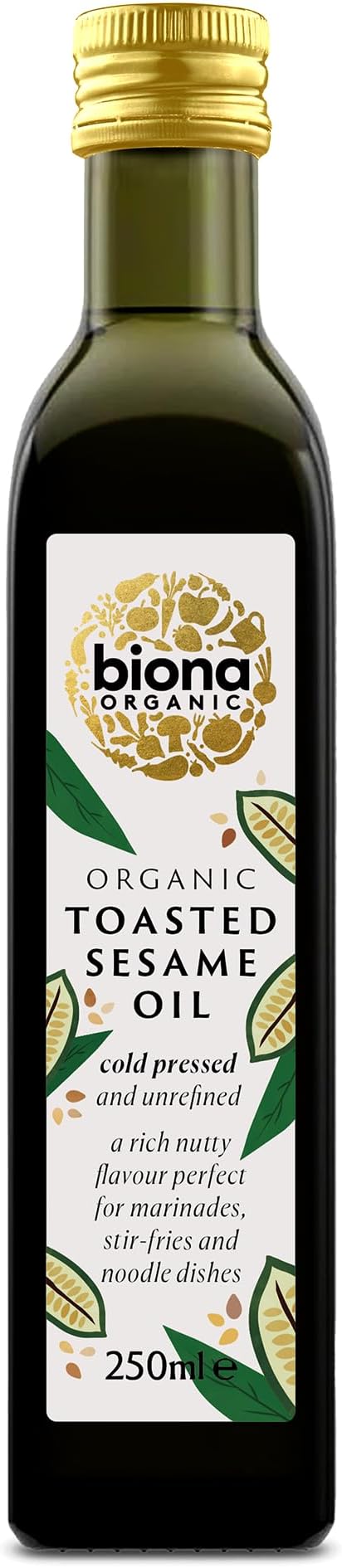 Organic Toasted Sesame Seed Oil, 250ml - Pressed From Gently Toasted Sesame Seeds - Cold Pressed and Unrefined - Authentic Oriental Taste - For Stir Fries, Noodles and Marinades