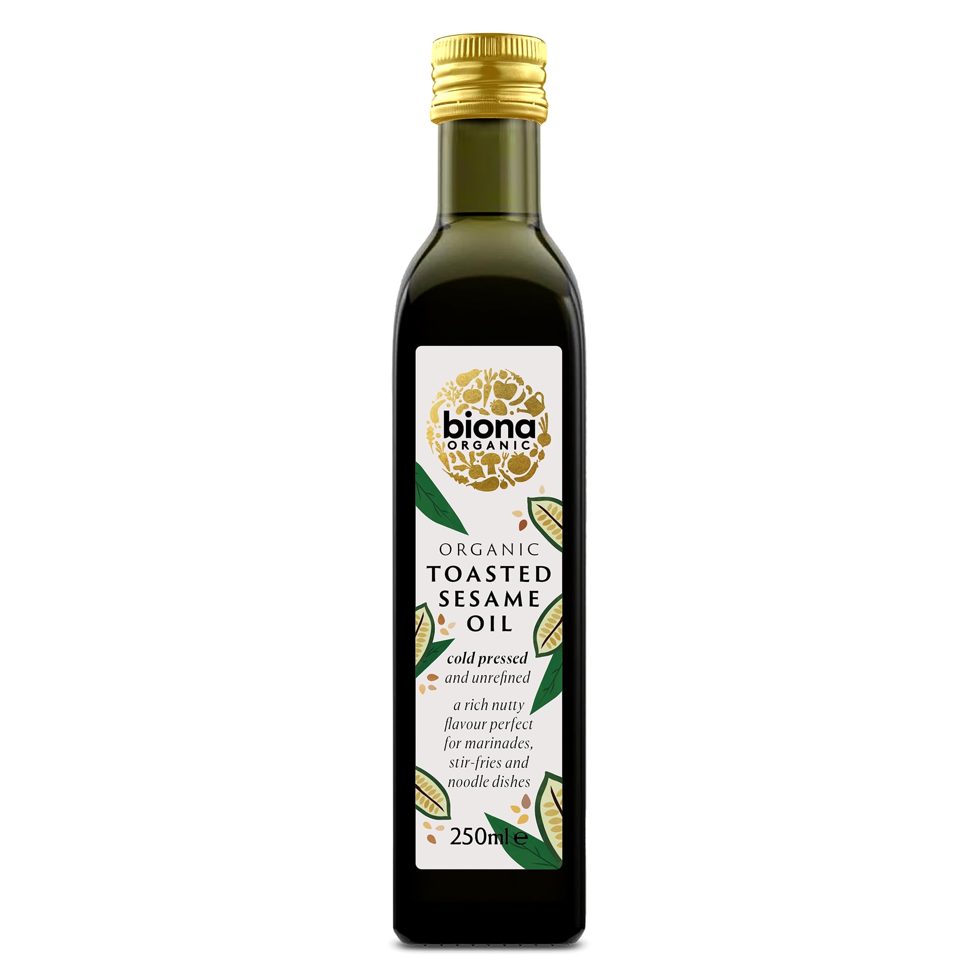 Biona Organic Toasted Sesame Seed Oil, 250ml - Pressed From Gently Toasted Sesame Seeds - Cold Pressed and Unrefined - Authentic Oriental Taste - For Stir Fries, Noodles and Marinades