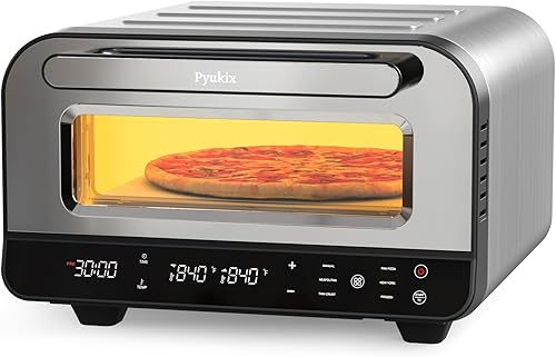 Horno de pizza para interiores, máquina eléctrica de pizza de 12 pulgadas, pizza de 2 minutos, 6 presets 840F temperatura máxima olla de pizza con