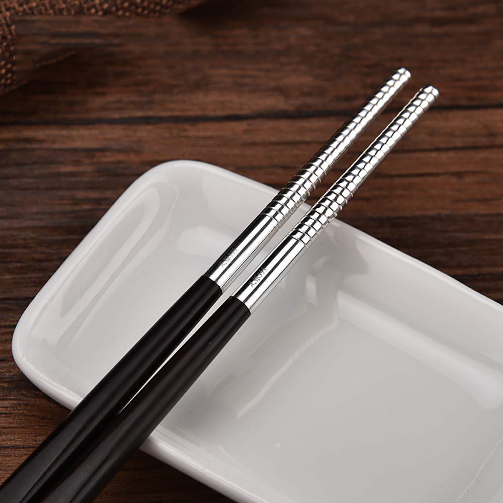 1 Paar Essstäbchen aus Sterlingsilber, gesunde und umweltfreundliche, wiederverwendbare Essstäbchen, chinesisches Geschirr, spülmaschinenfest, für chinesisches japanisches Abendessen, 24 cm-F (F)