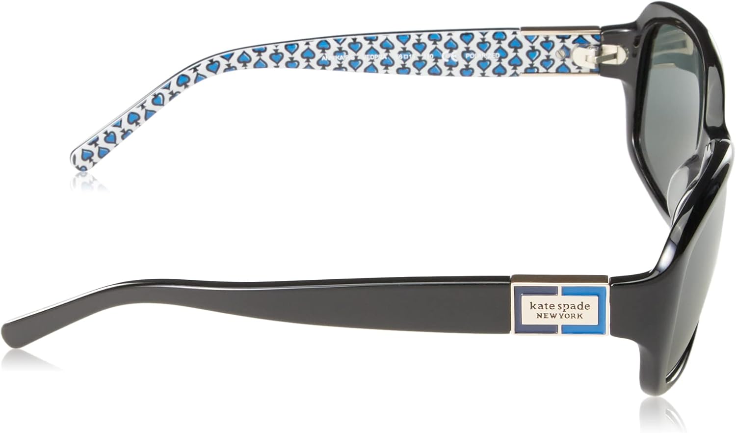 Kate Spade New York Women's Annika Rectangular Sunglasses, Black & Blue/Gray Polarized, 57 mm - Image 3