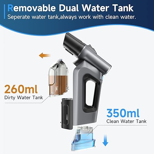 Miniatura 7 de TAB ErasePro H6 - Máquina limpiadora de alfombras, portátil, actualizada, inalámbrica, ligera, sin cables, para mascotas, escaleras, automóvil, con