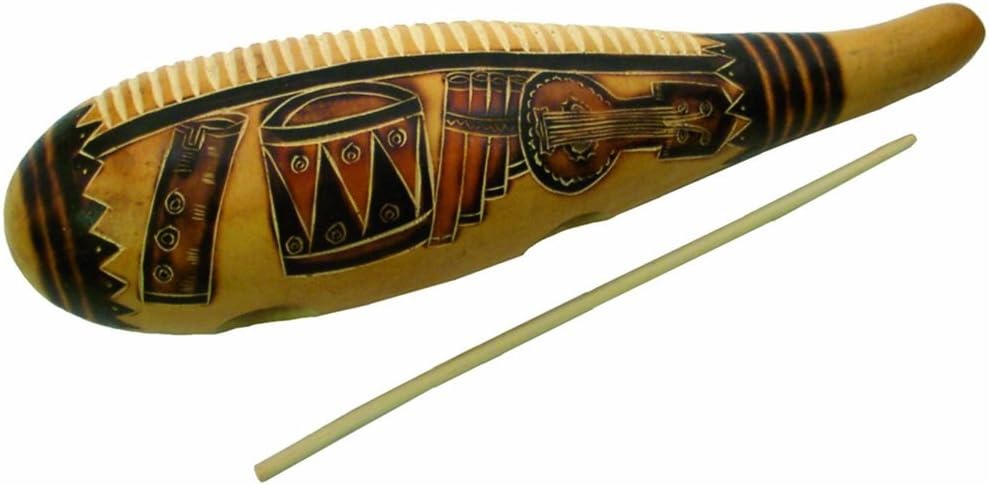 Traditional Gourd Guiro with Wooden Striker