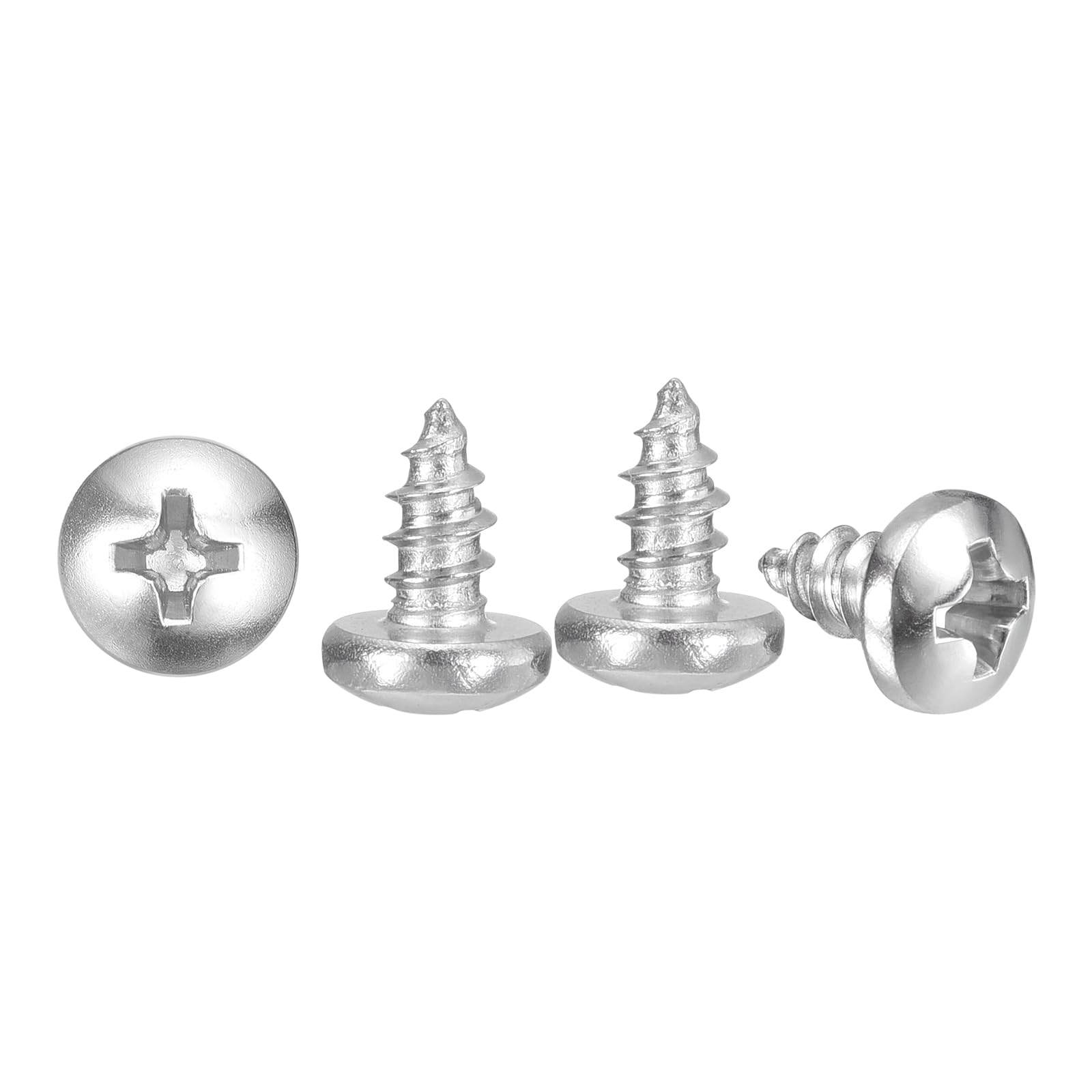 METALLIXITY Phillips Pan Head Self Tapping Screws(#6x1/4") 100Pcs, 304 Stainless Steel Self Drilling Screw for Metal Wood Plastic, for Cabinet Wall Shutter Plate Rock Furniture, Silver Tone — image 1