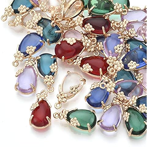 Craftdady 50pcs Waterdrop Glass Pendants Beads Teardrop Crystal Pendants Charms Rhinestone Jewelry Findings for Bridal Necklace Earrings Jewelry Making Cover