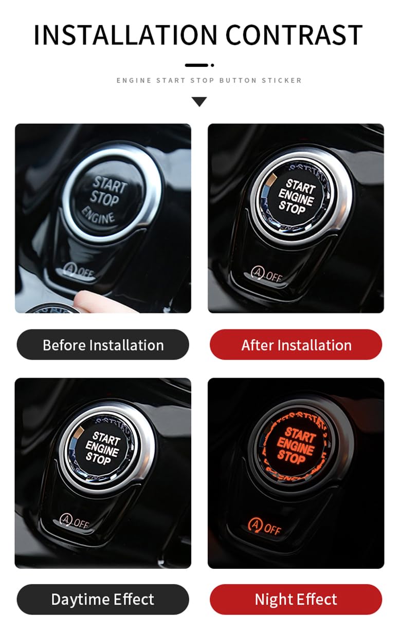 Auto start Stopp Taste passt für Bmw Crystal start stop knopf Motor Abdeckung passt für Bmw 1er E87 3er E90 E91 E92 E93 5er E60 X1 E48 X3 E83 X5 E70 X6 E71 E72 Z4 E89 Motorstartknopf- Schwarz