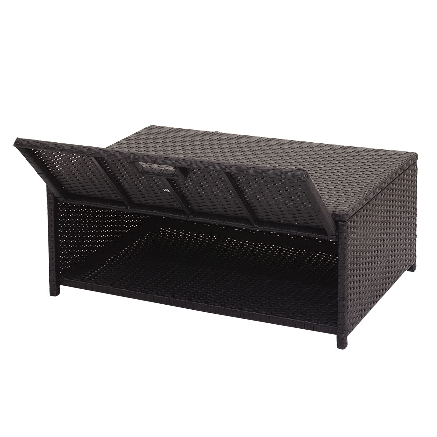 Mendler Set salotto giardino esterno salottino HWC-J34 polyrattan nero con cuscini avorio beige