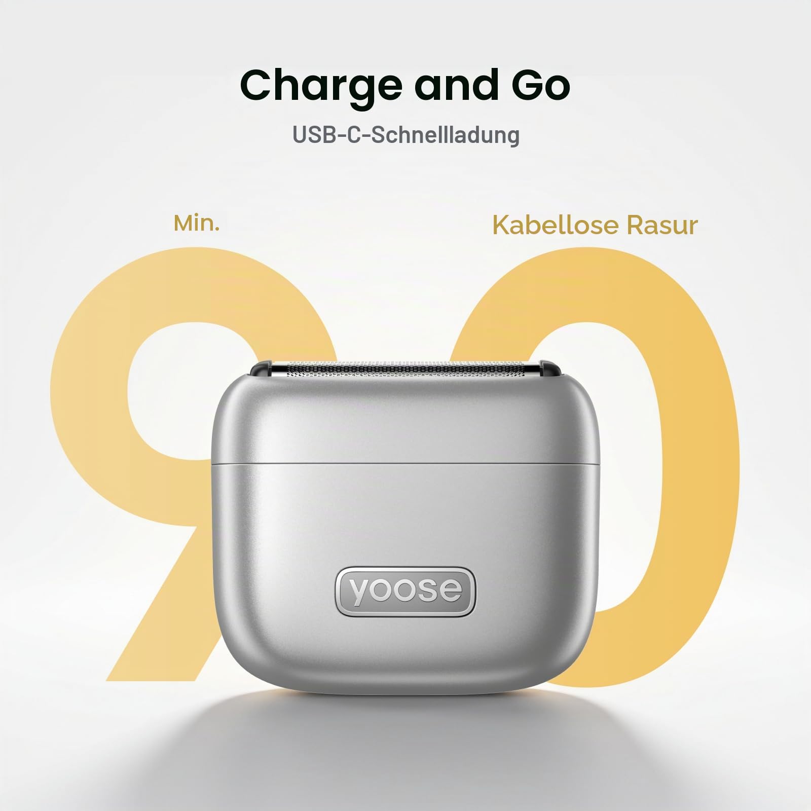 yoose mini Rasierer Herren elektrisch, IPX7 wasserdicht & USB-C wiederaufladbarer Elektrorasierer Herren, mini Rasierer mit magnetischem 5-Flexible-Klingen, Folienrasierer silber