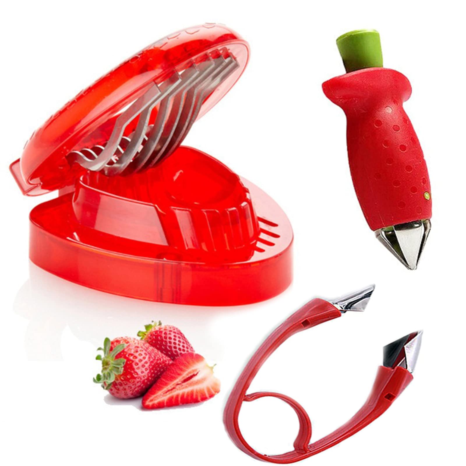 Ensemble de trancheuse à fruits, évideur de fraise, équeuteur de feuilles, ustensile de cuisine pour fraise, tomate, ananas