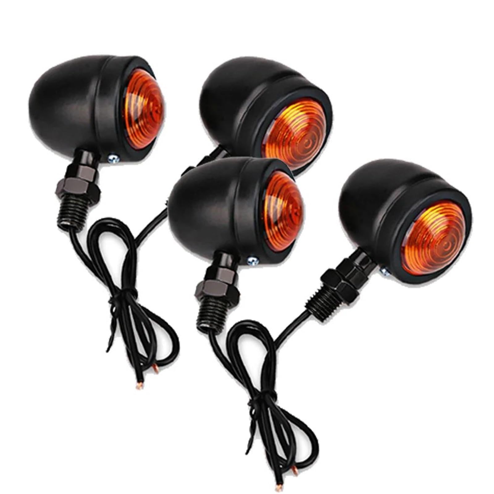 para Harley para Cafe Racer Retro Motocicleta Intermitentes Accesorios De Motocicleta Universal 12V Intermitentes De Cable 4PCS(Negro)