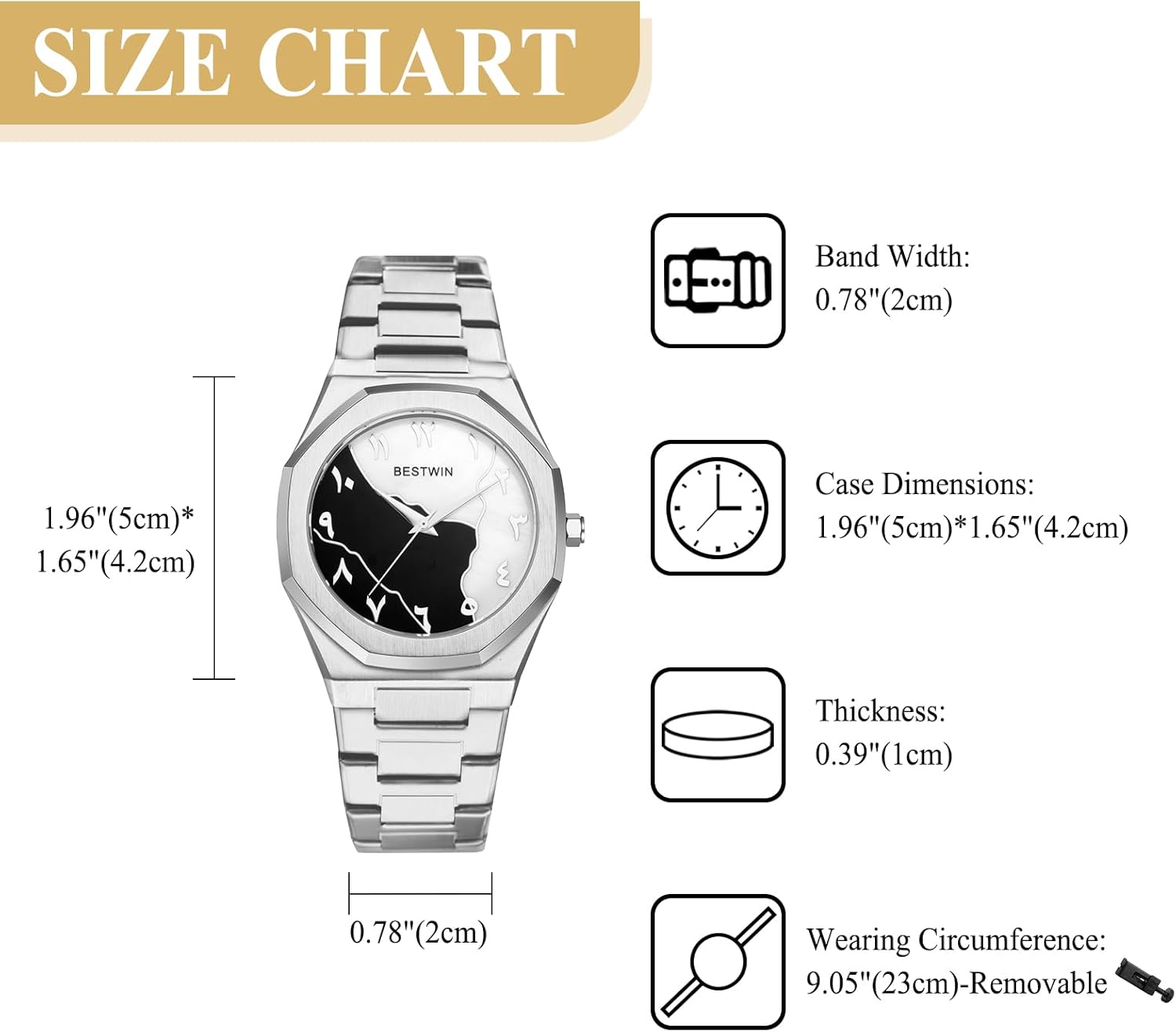 OIDEA Mens Watches: Fashion Octagonal Two-Color Dial Artistic Digital Scale Analog Quartz Wrist Watches for Men Waterproof Business Casual Dress Watch with Stainless Steel Strap - Image 3