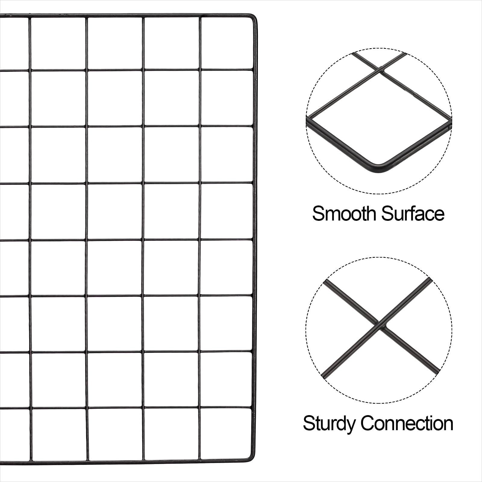 PATIKIL 40x40cm Wire Grid Panel, 2 Pack Board Photo Pictures Memo Display Grid Panels Hanging Organizer Wall Decorative Panel for Home Office Wedding, Black - Image 3