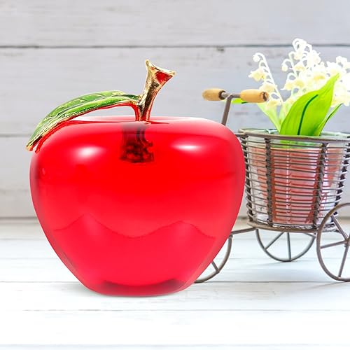 Miniatura 8 de VOSAREA Figura de cristal decorativa pequeña con forma de manzana, adorno coleccionable para el hogar y la oficina (rojo)