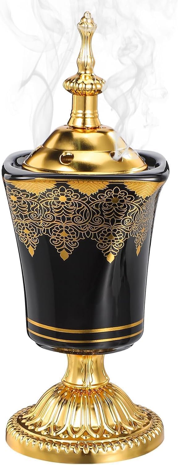 – Bukela Electric Incense Burner Oud Frankincense Incense Holder Vintage Arabic Censer Burner Bakhoor Incense Holder Decor for Home Office Yoga Spa Aroma Ornament, UK Plug