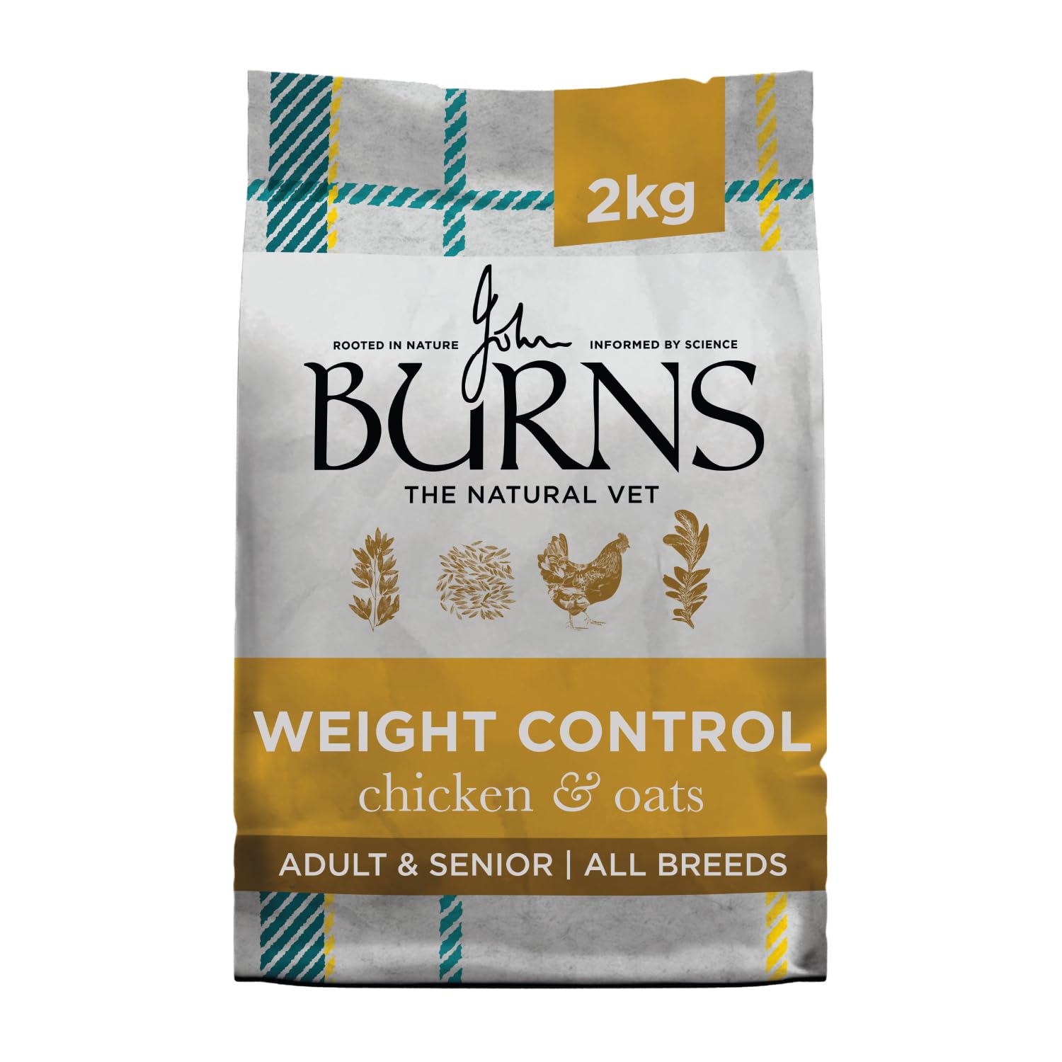 Burns Weight Control – Dry Dog Food – Adult & Senior – Chicken & Oats 2kg – Complete Food - Made with Natural Ingredients - Hypoallergenic - Single-Source Protein