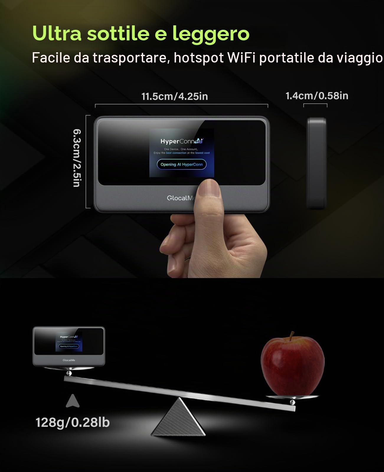 GlocalMe MeowGo Router WiFi Mobile 4G, DL 390 Mbps/UL 150 Mbps, Internet Mobile per 200 Paesi Globali, Nessuna SIM Necessaria, WiFi Portatile per Viaggi senza Contratto con 10GB di Dati in Europa